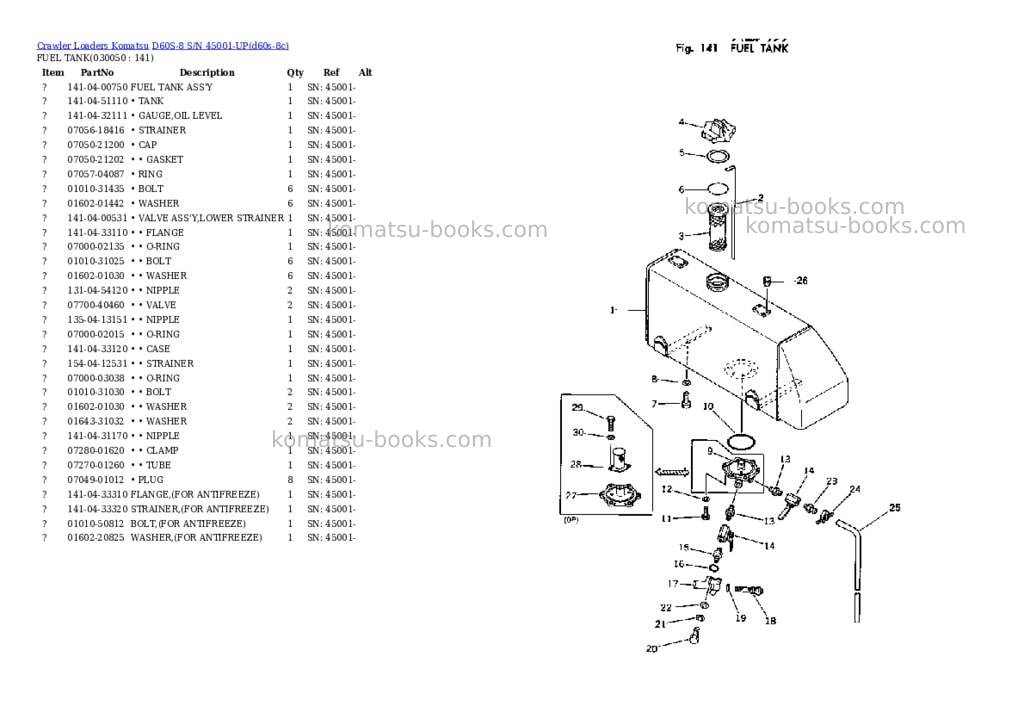 Komatsu d60s-8 s/n 45001-up Parts catalog cover Page 4