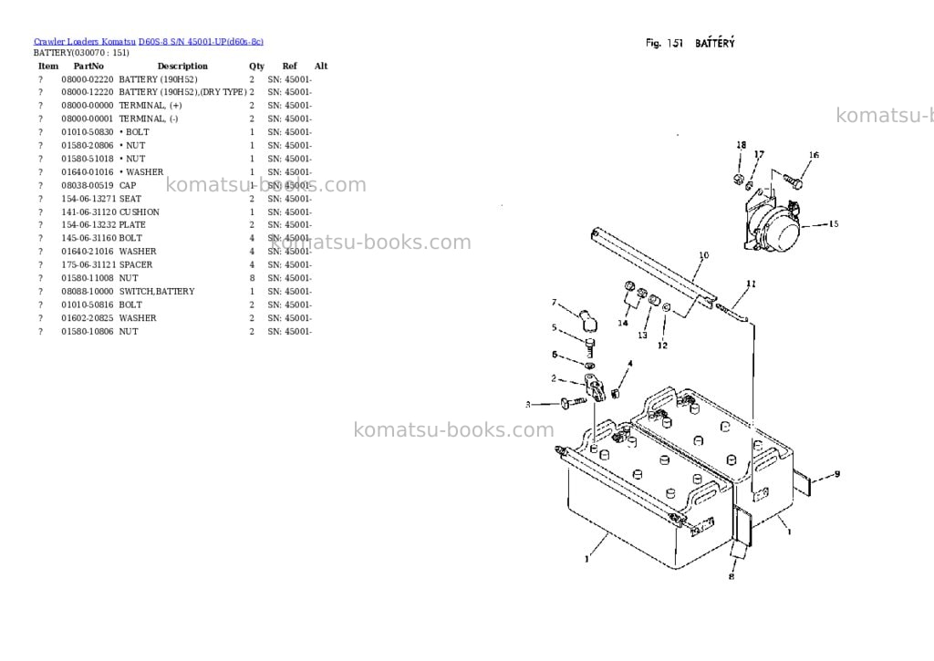 Komatsu d60s-8 s/n 45001-up Parts catalog cover Page 6
