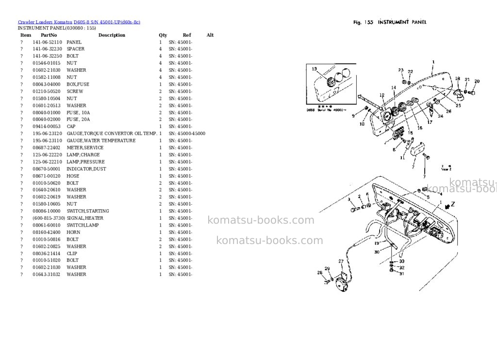 Komatsu d60s-8 s/n 45001-up Parts catalog cover Page 7