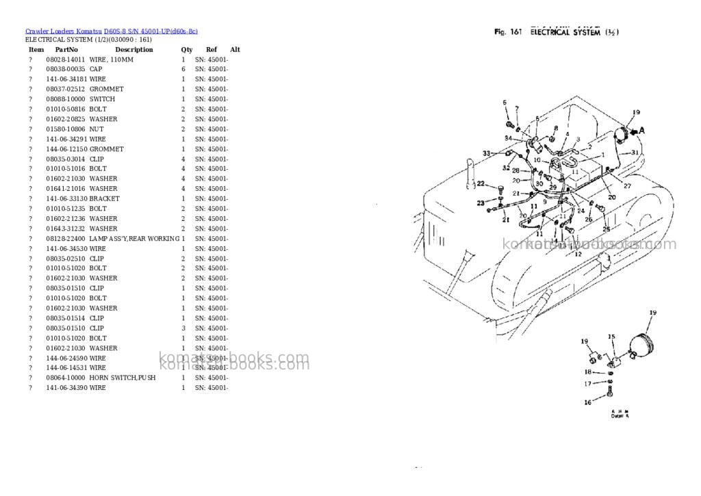 Komatsu d60s-8 s/n 45001-up Parts catalog cover Page 8