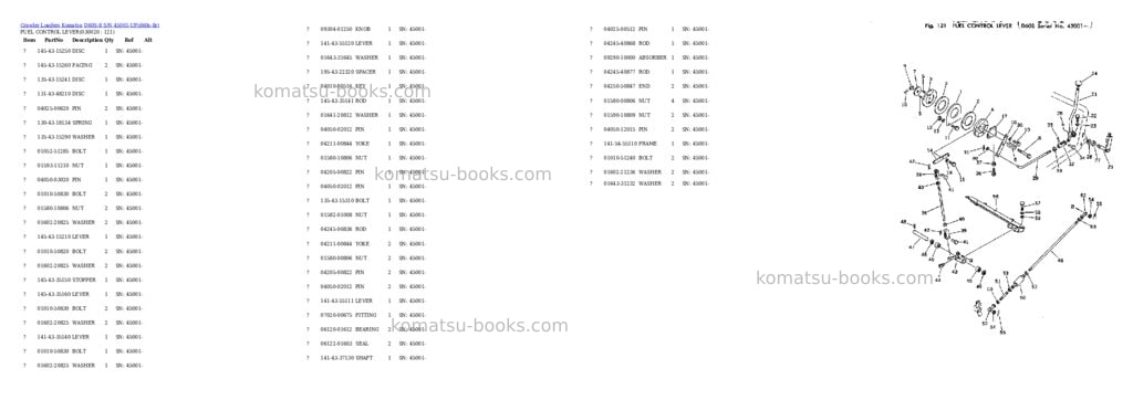Komatsu D60S-8 S/N 45001-UP Parts catalog cover