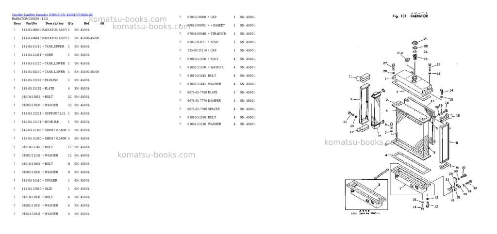 Komatsu D60S-8 S/N 45001-UP Parts catalog cover Page 2