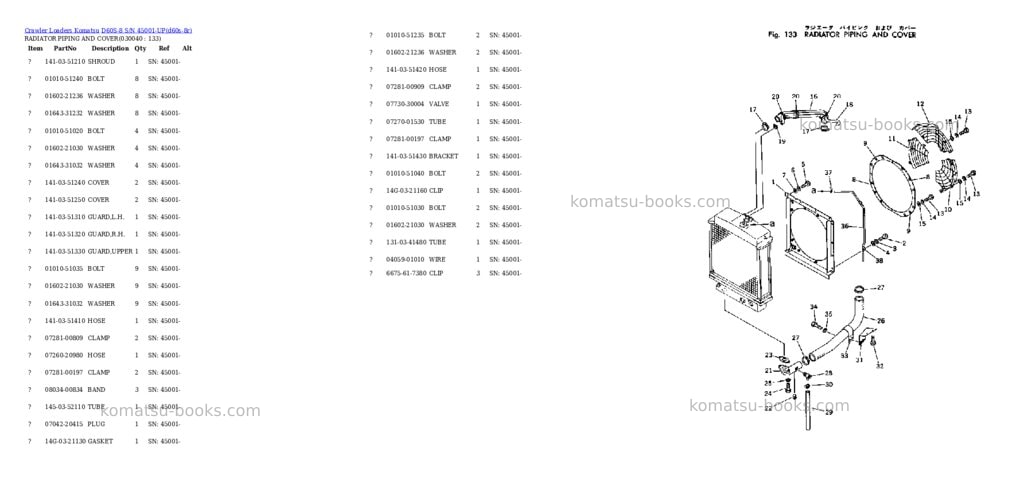 Komatsu D60S-8 S/N 45001-UP Parts catalog cover Page 3