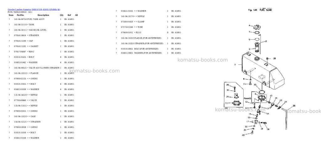 Komatsu D60S-8 S/N 45001-UP Parts catalog cover Page 4