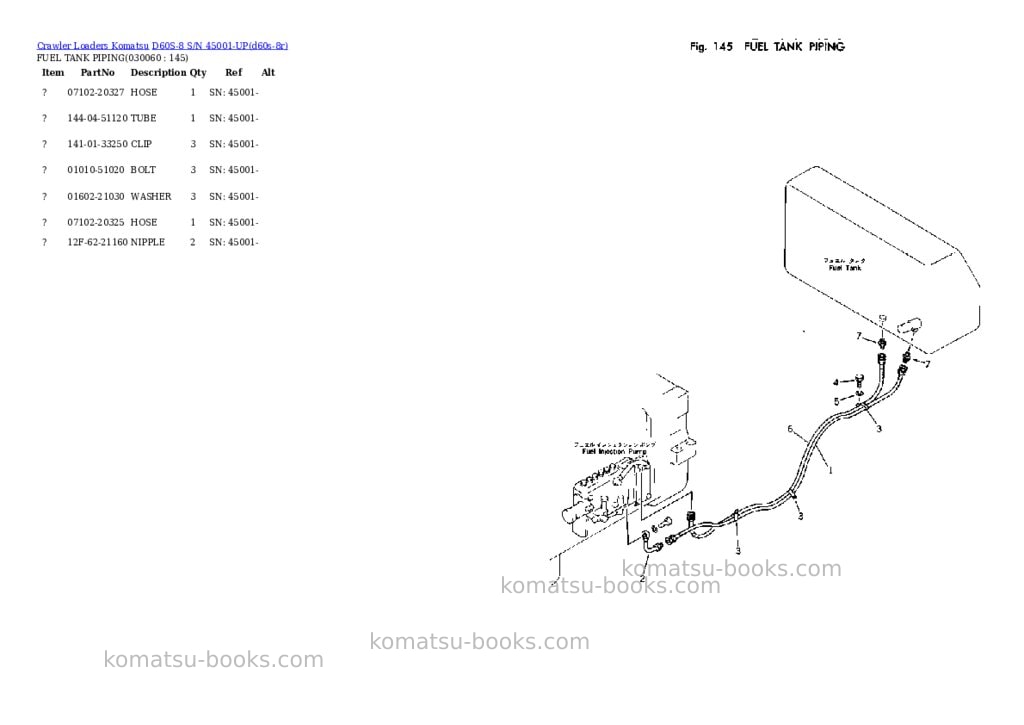 Komatsu D60S-8 S/N 45001-UP Parts catalog cover Page 5