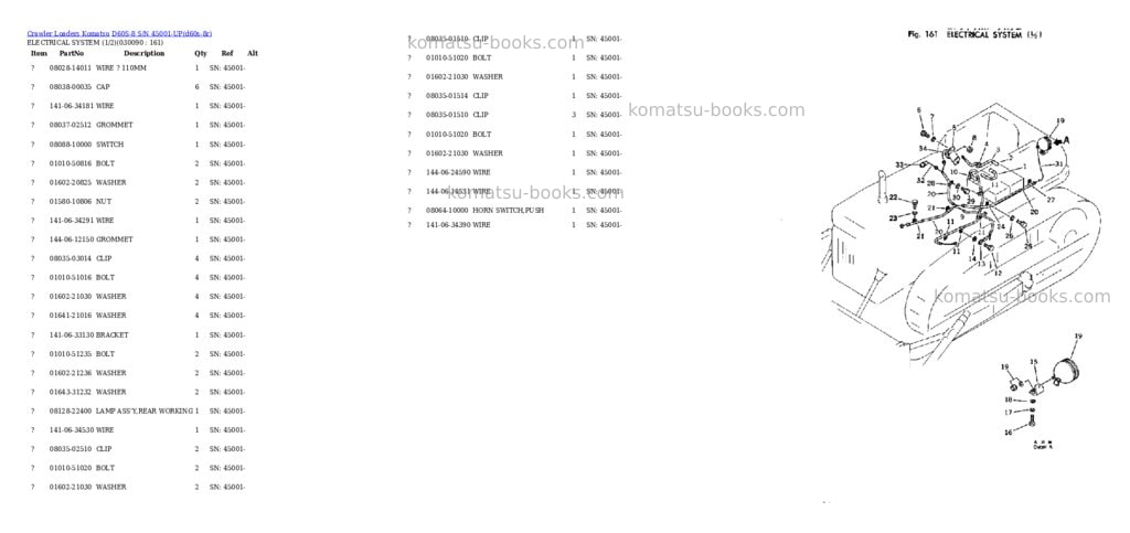 Komatsu D60S-8 S/N 45001-UP Parts catalog cover Page 8