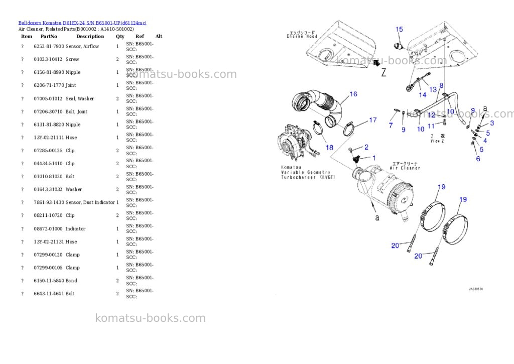 Komatsu D61EX-24 S/N B65001-UP Parts catalog cover Page 2