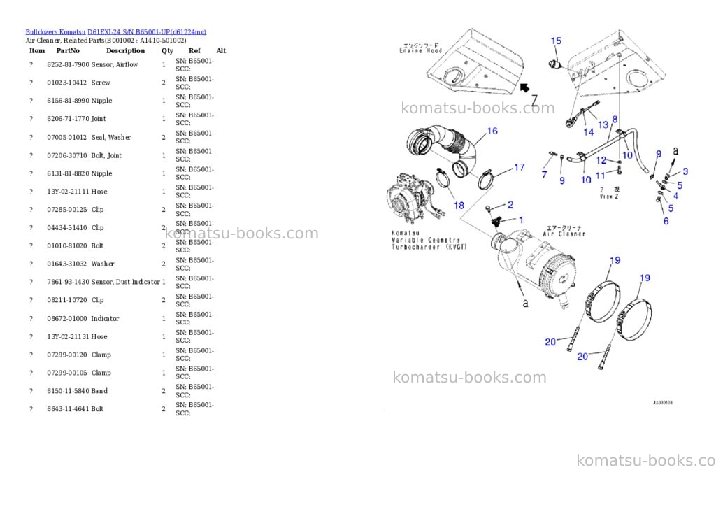 Komatsu D61EXI-24 S/N B65001-UP Parts catalog cover Page 2