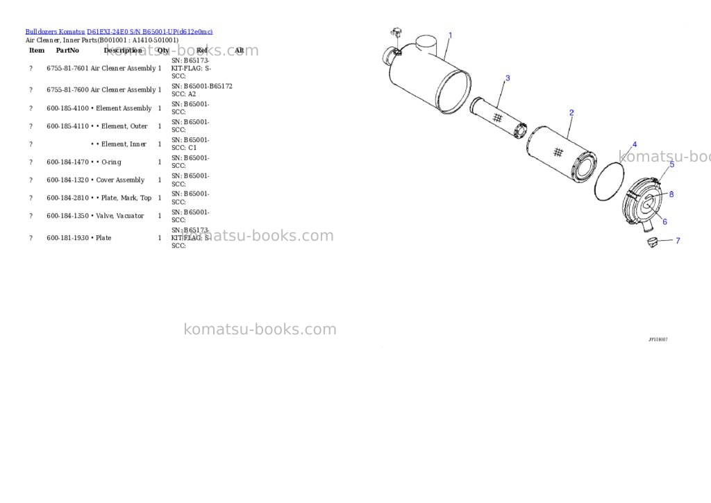 Komatsu D61EXI-24E0 S/N B65001-UP Parts catalog cover