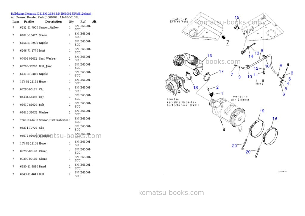 Komatsu D61EXI-24E0 S/N B65001-UP Parts catalog cover Page 2