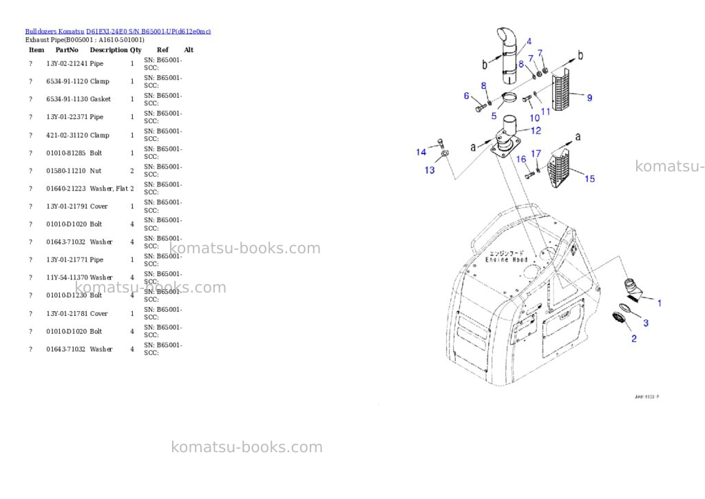Komatsu D61EXI-24E0 S/N B65001-UP Parts catalog cover Page 5