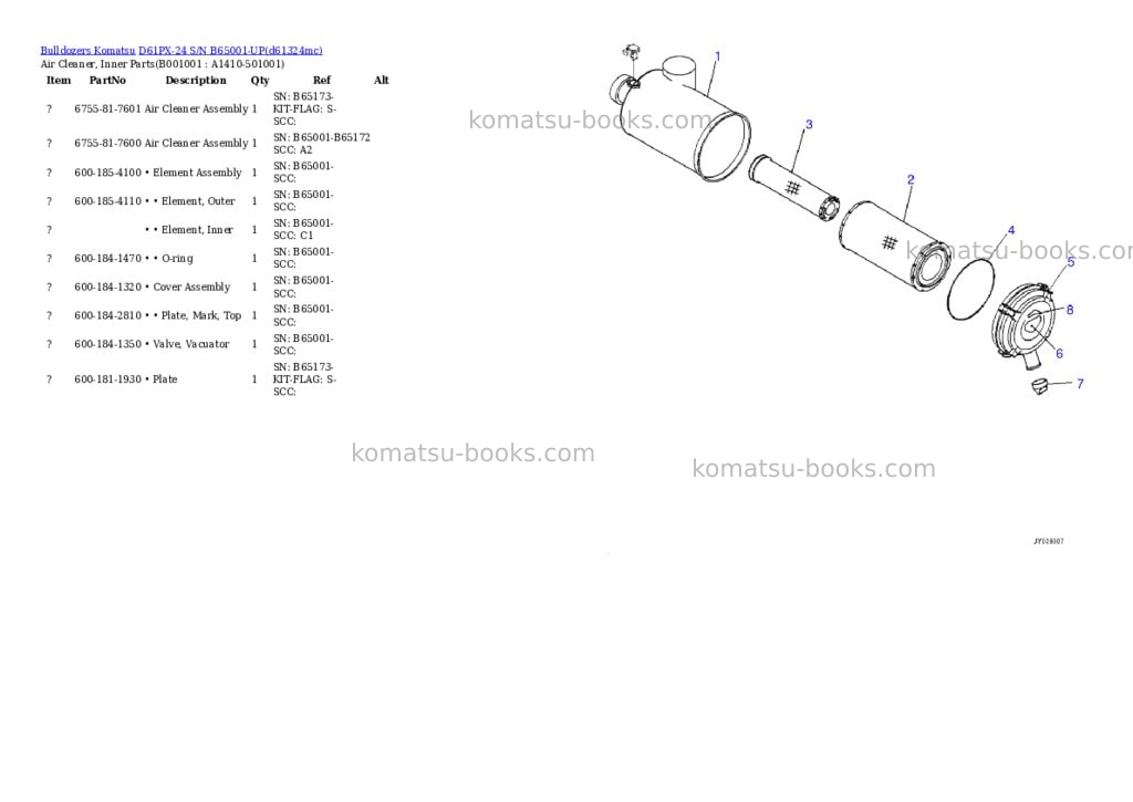Komatsu D61PX-24 S/N B65001-UP Parts catalog cover