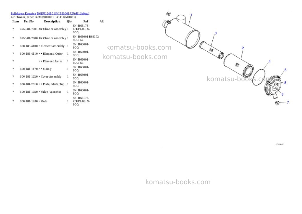 Komatsu D61PX-24E0 S/N B65001-UP Parts catalog cover