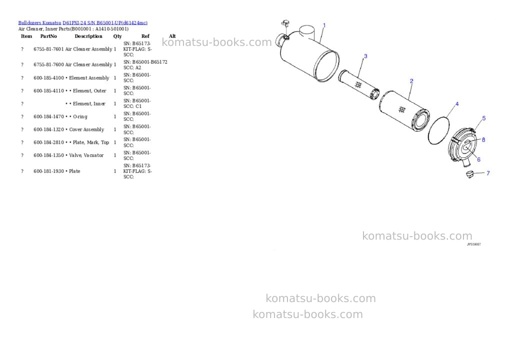 Komatsu D61PXI-24 S/N B65001-UP Parts catalog cover