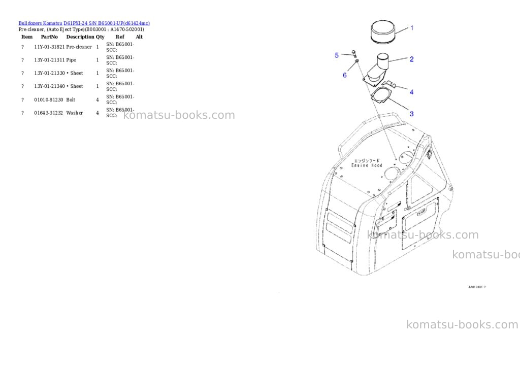 Komatsu D61PXI-24 S/N B65001-UP Parts catalog cover Page 4
