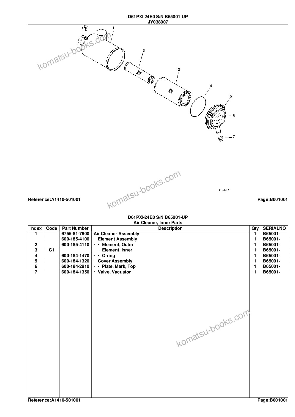 Komatsu D61PXI-24E0 S/N B65001-UP Parts catalog cover Page 6