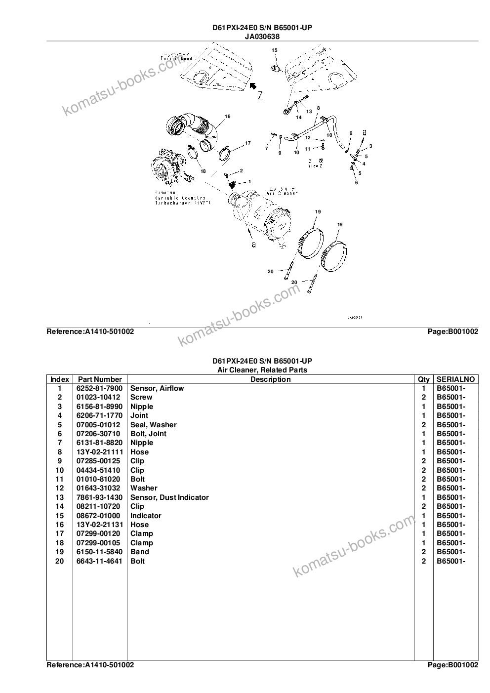 Komatsu D61PXI-24E0 S/N B65001-UP Parts catalog cover Page 7