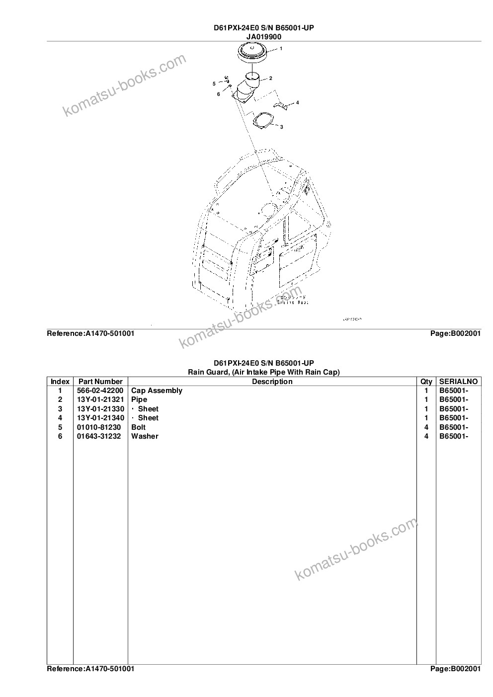 Komatsu D61PXI-24E0 S/N B65001-UP Parts catalog cover Page 9