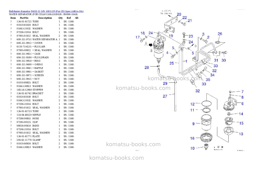 Komatsu D61E-12 S/N 1001-UP (For CIS Spec.) Parts catalog cover Page 2