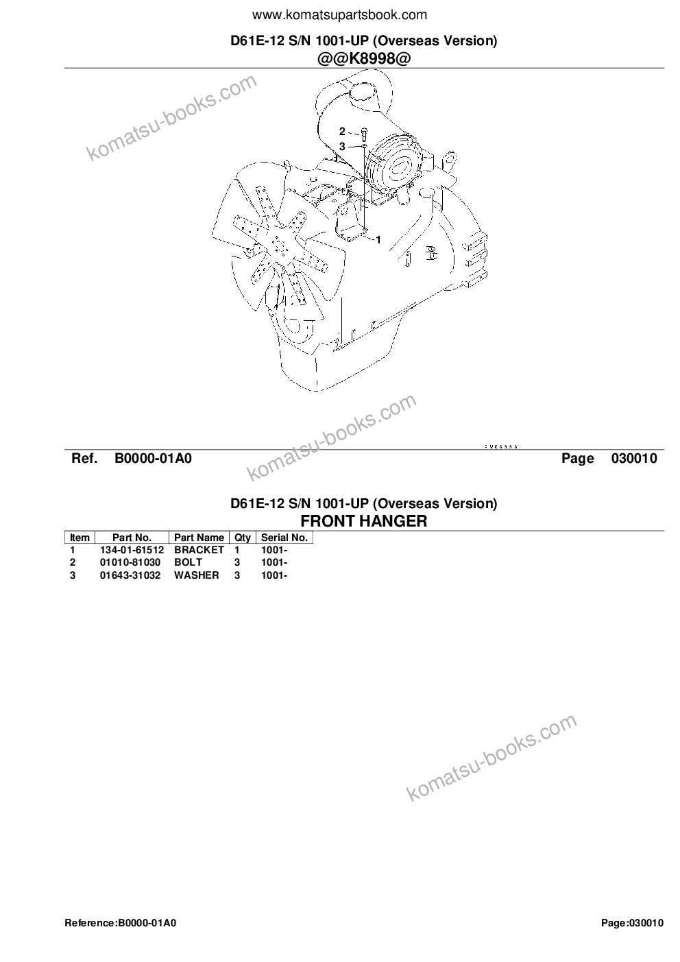 Komatsu D61E-12 S/N 1001-UP (Overseas Version) Parts catalog cover Page 3
