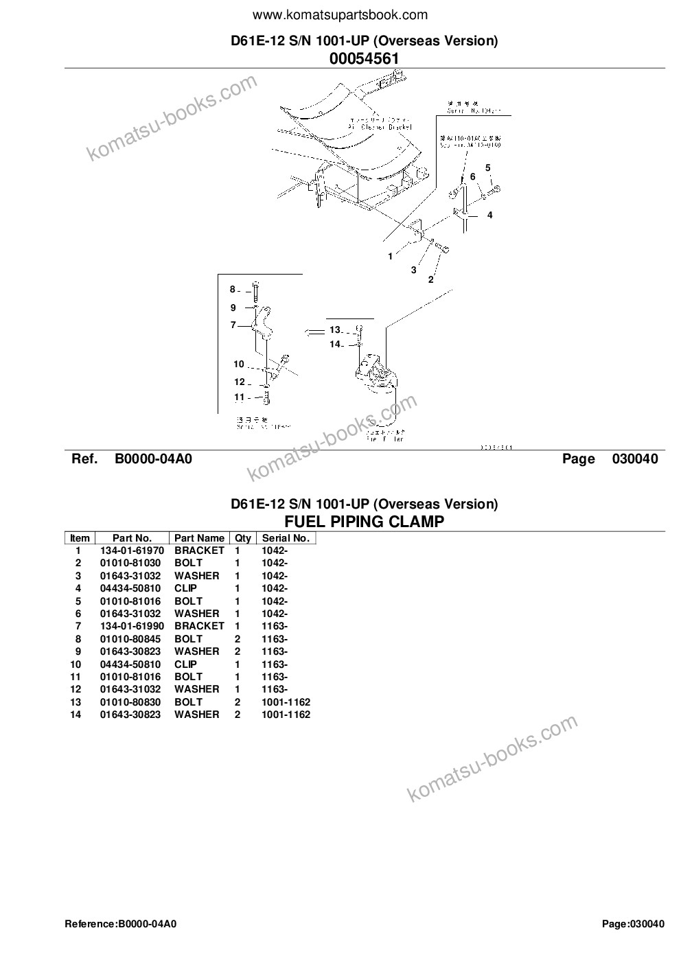 Komatsu D61E-12 S/N 1001-UP (Overseas Version) Parts catalog cover Page 6