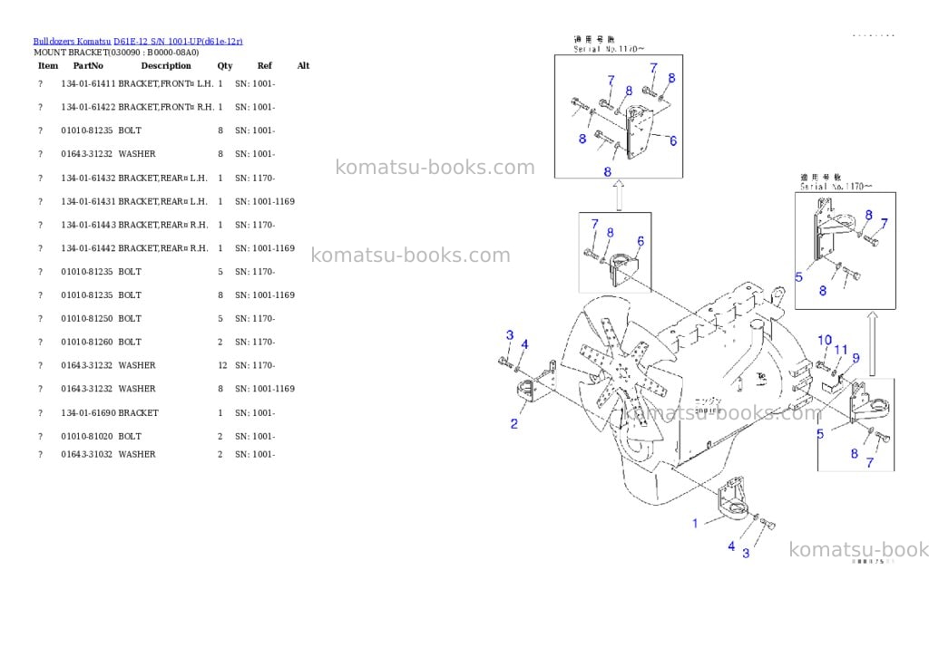 Komatsu d61e-12 s/n 1001-up overseas version Parts catalog cover Page 7
