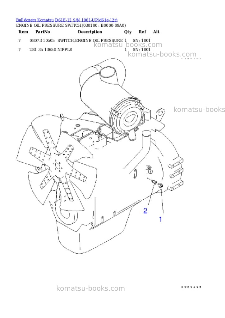 Komatsu d61e-12 s/n 1001-up overseas version Parts catalog cover Page 8