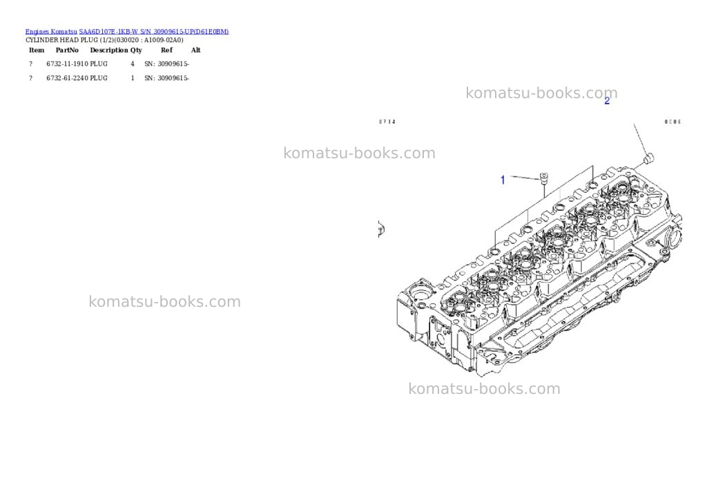 Komatsu SAA6D107E-1KB-W S/N 30909615-UP Parts catalog cover Komatsu SAA6D107E-1KB-W S/N 30909615-UP Parts catalog cover