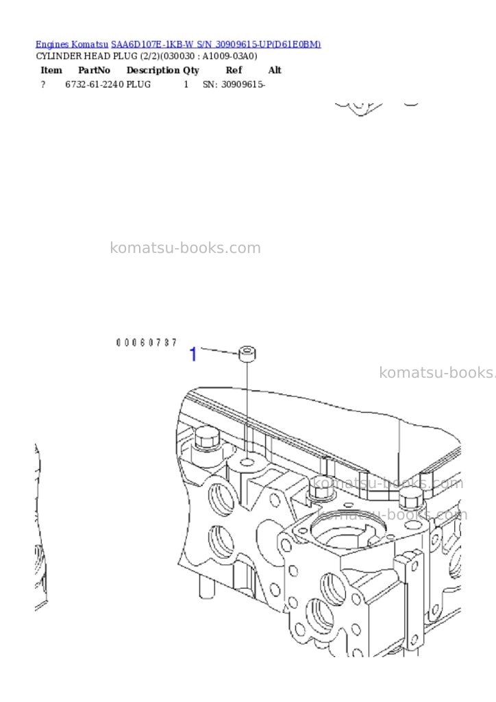 Komatsu SAA6D107E-1KB-W S/N 30909615-UP Parts catalog cover Page 2 Komatsu SAA6D107E-1KB-W S/N 30909615-UP Parts catalog cover Page 2