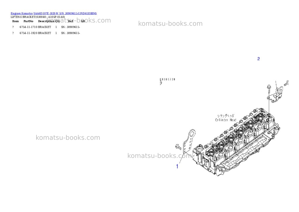 Komatsu SAA6D107E-1KB-W S/N 30909615-UP Parts catalog cover Page 3 Komatsu SAA6D107E-1KB-W S/N 30909615-UP Parts catalog cover Page 3