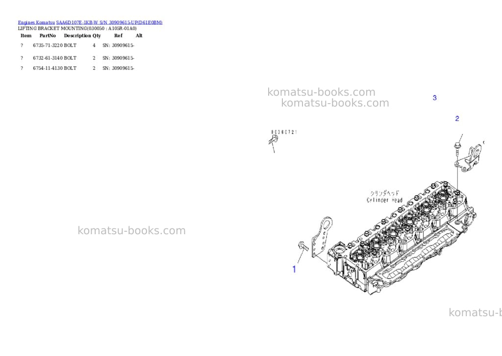 Komatsu SAA6D107E-1KB-W S/N 30909615-UP Parts catalog cover Page 4 Komatsu SAA6D107E-1KB-W S/N 30909615-UP Parts catalog cover Page 4