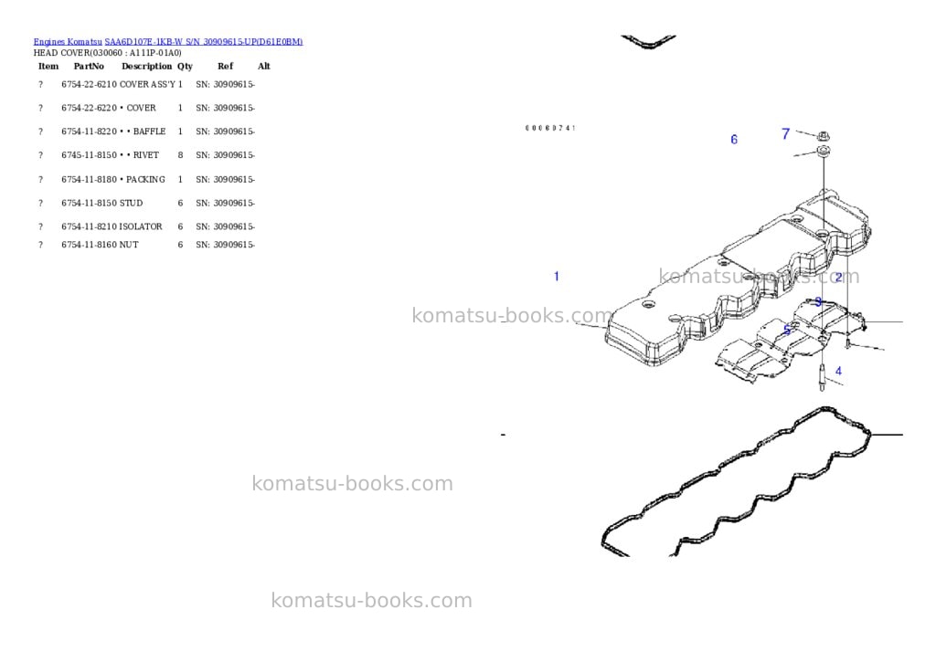 Komatsu SAA6D107E-1KB-W S/N 30909615-UP Parts catalog cover Page 5 Komatsu SAA6D107E-1KB-W S/N 30909615-UP Parts catalog cover Page 5