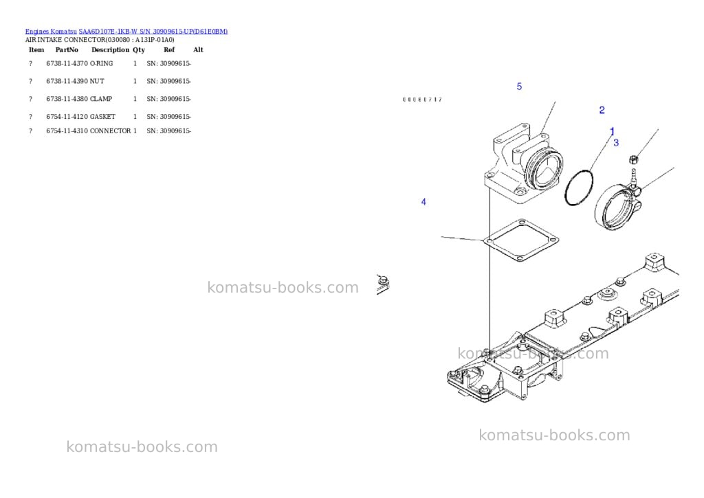 Komatsu SAA6D107E-1KB-W S/N 30909615-UP Parts catalog cover Page 7 Komatsu SAA6D107E-1KB-W S/N 30909615-UP Parts catalog cover Page 7