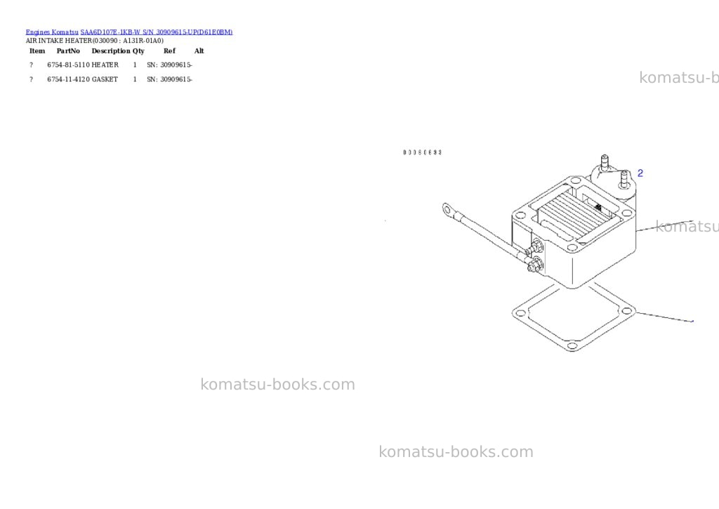 Komatsu SAA6D107E-1KB-W S/N 30909615-UP Parts catalog cover Page 8 Komatsu SAA6D107E-1KB-W S/N 30909615-UP Parts catalog cover Page 8