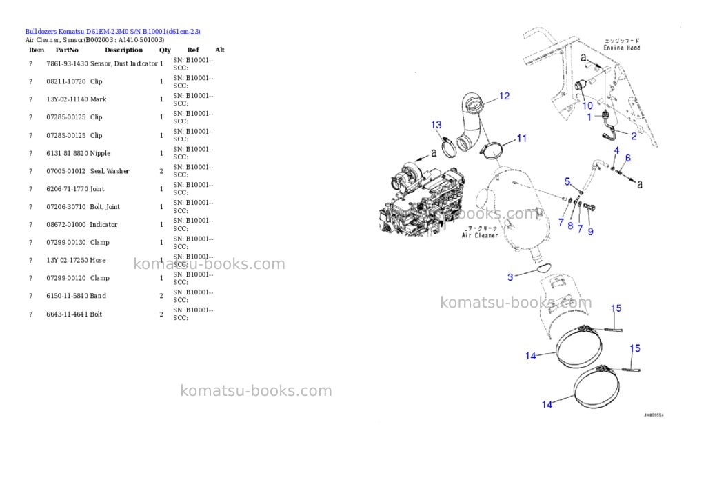 Komatsu D61EM-23M0 S/N B10001 Parts catalog cover Page 6 Komatsu D61EM-23M0 S/N B10001 Parts catalog cover Page 6