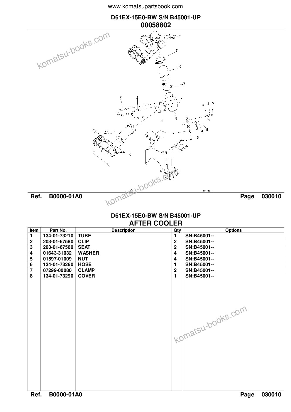 Komatsu d61ex-15e0-bw s/n b45001-up Parts catalog cover Page 3