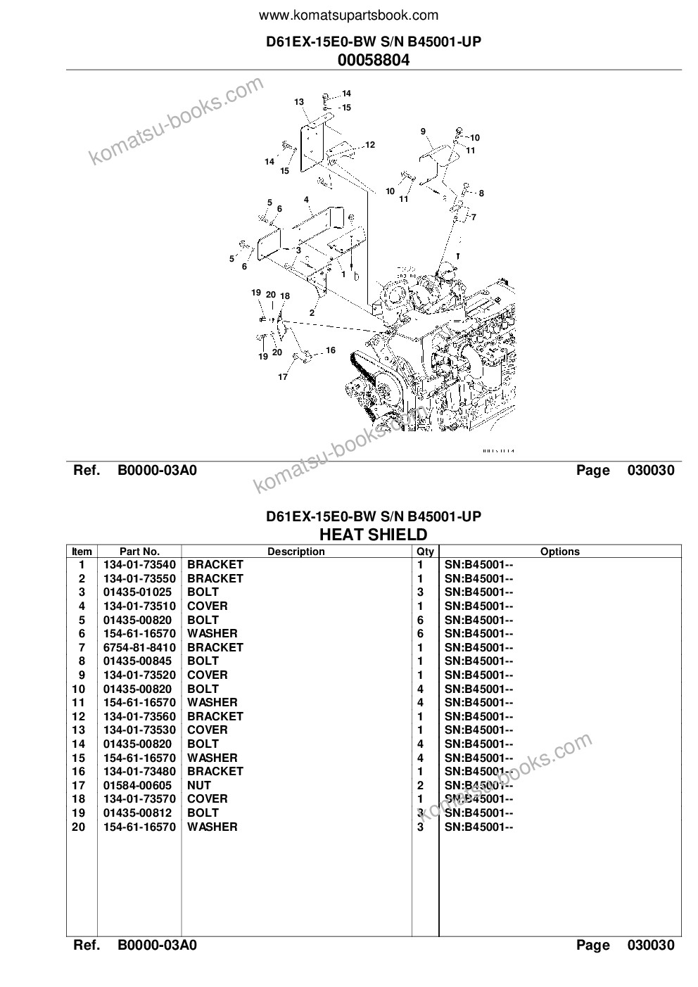 Komatsu d61ex-15e0-bw s/n b45001-up Parts catalog cover Page 5