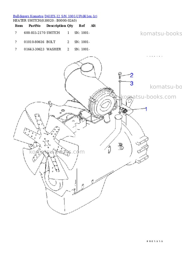 Komatsu D61EX-12 S/N 1001-UP Parts catalog cover