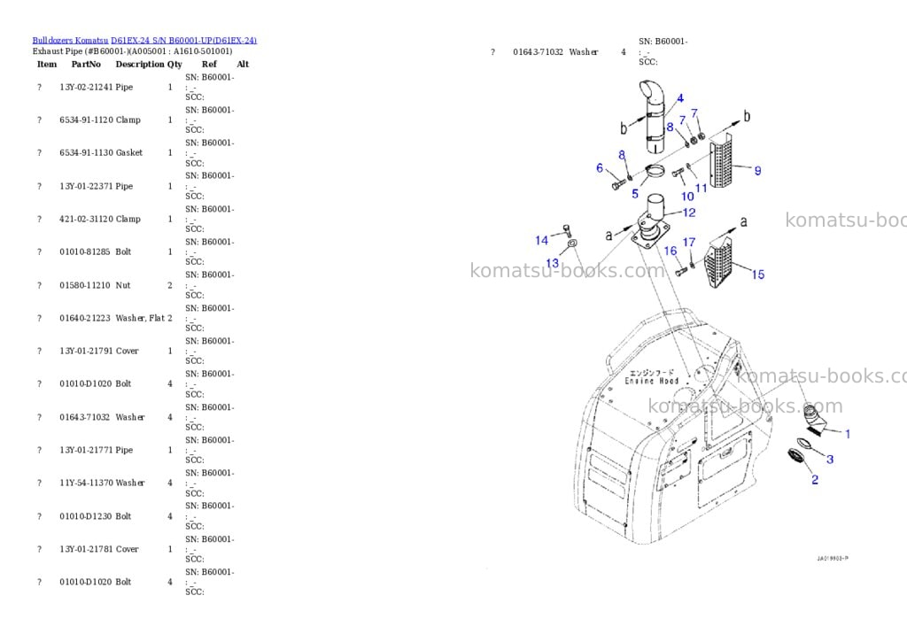 Komatsu D61EX-24 S/N B60001-UP Parts catalog cover Page 3