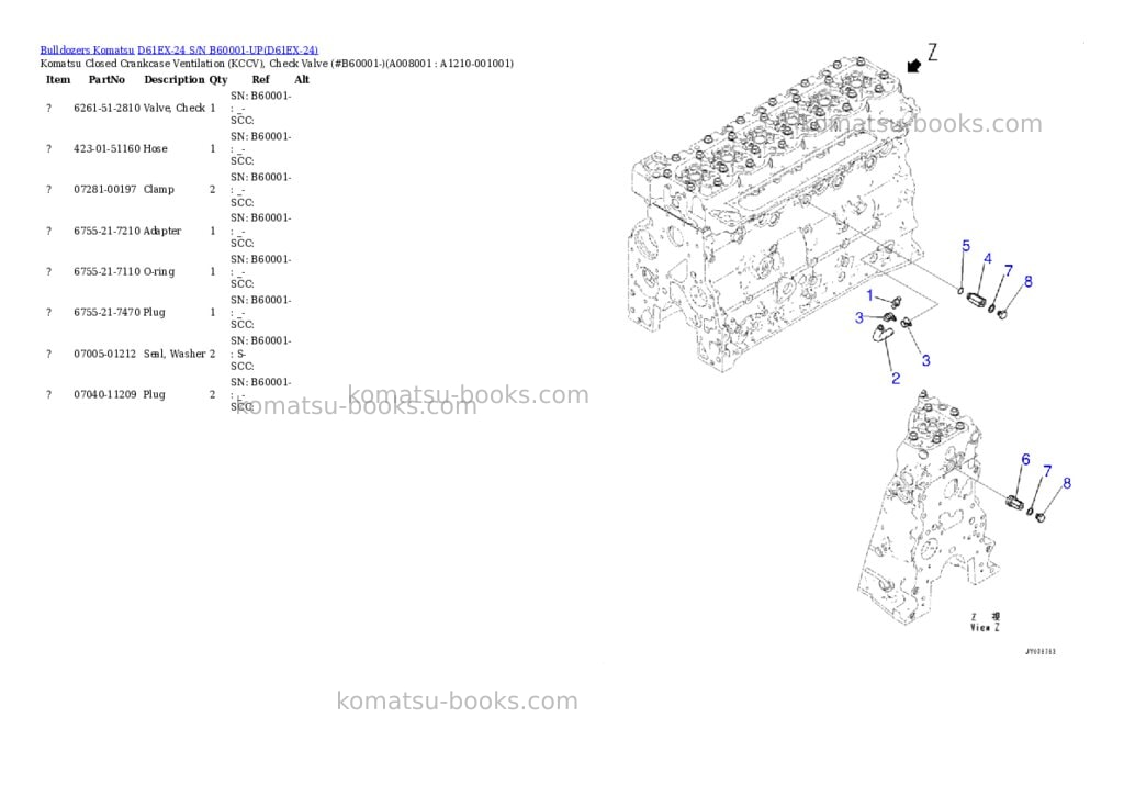 Komatsu D61EX-24 S/N B60001-UP Parts catalog cover Page 6