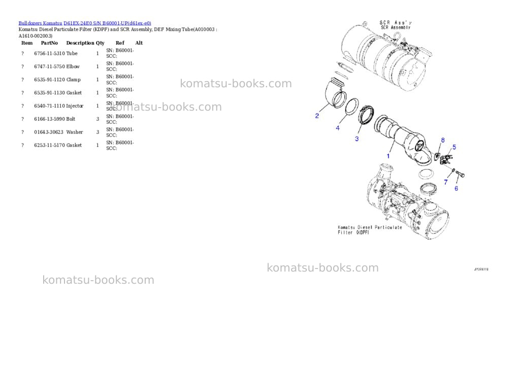 Komatsu D61EX-24E0 S/N B60001-UP Parts catalog cover Page 10 Komatsu D61EX-24E0 S/N B60001-UP Parts catalog cover Page 10