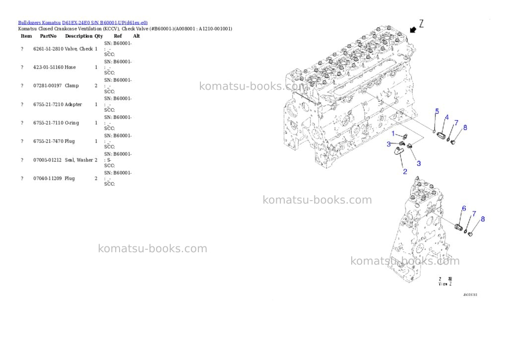 Komatsu D61EX-24E0 S/N B60001-UP Parts catalog cover Page 6 Komatsu D61EX-24E0 S/N B60001-UP Parts catalog cover Page 6