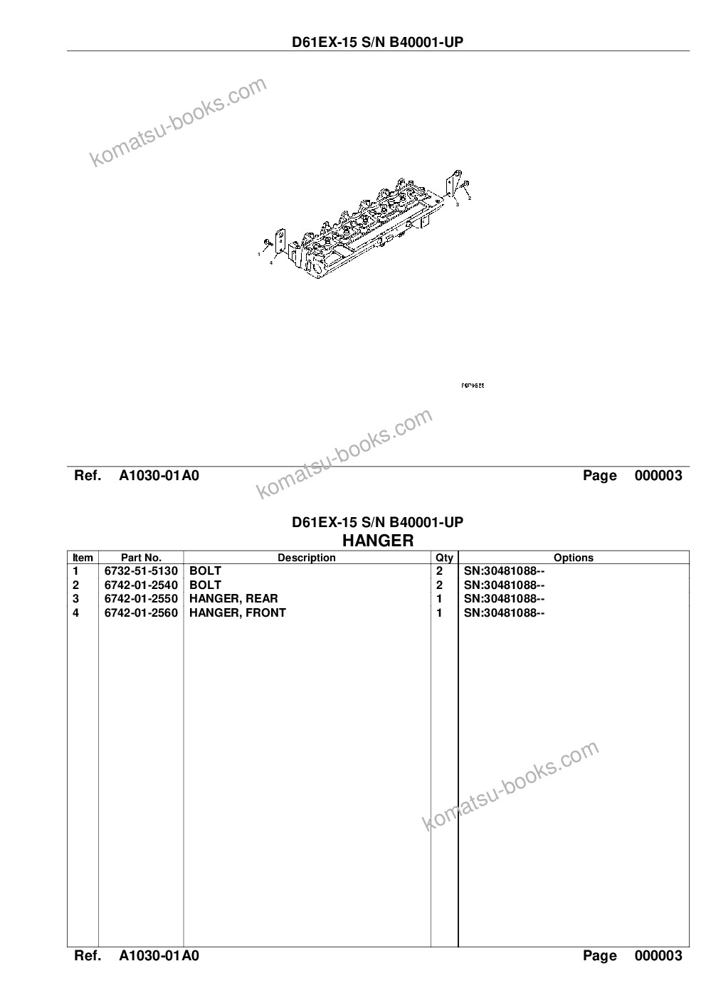 Komatsu d61ex-15 s/n b40001-up Parts catalog cover Page 4