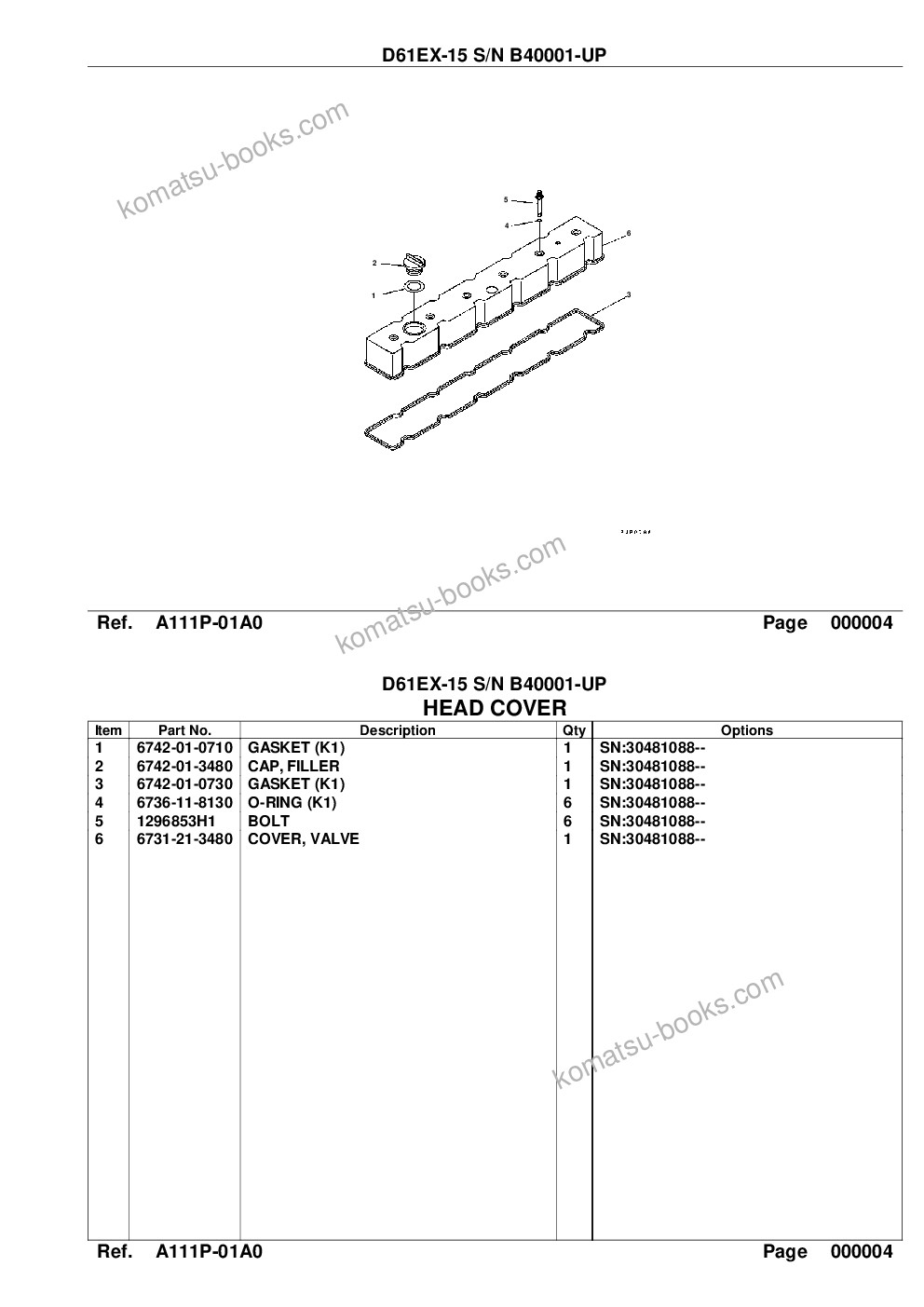 Komatsu d61ex-15 s/n b40001-up Parts catalog cover Page 5