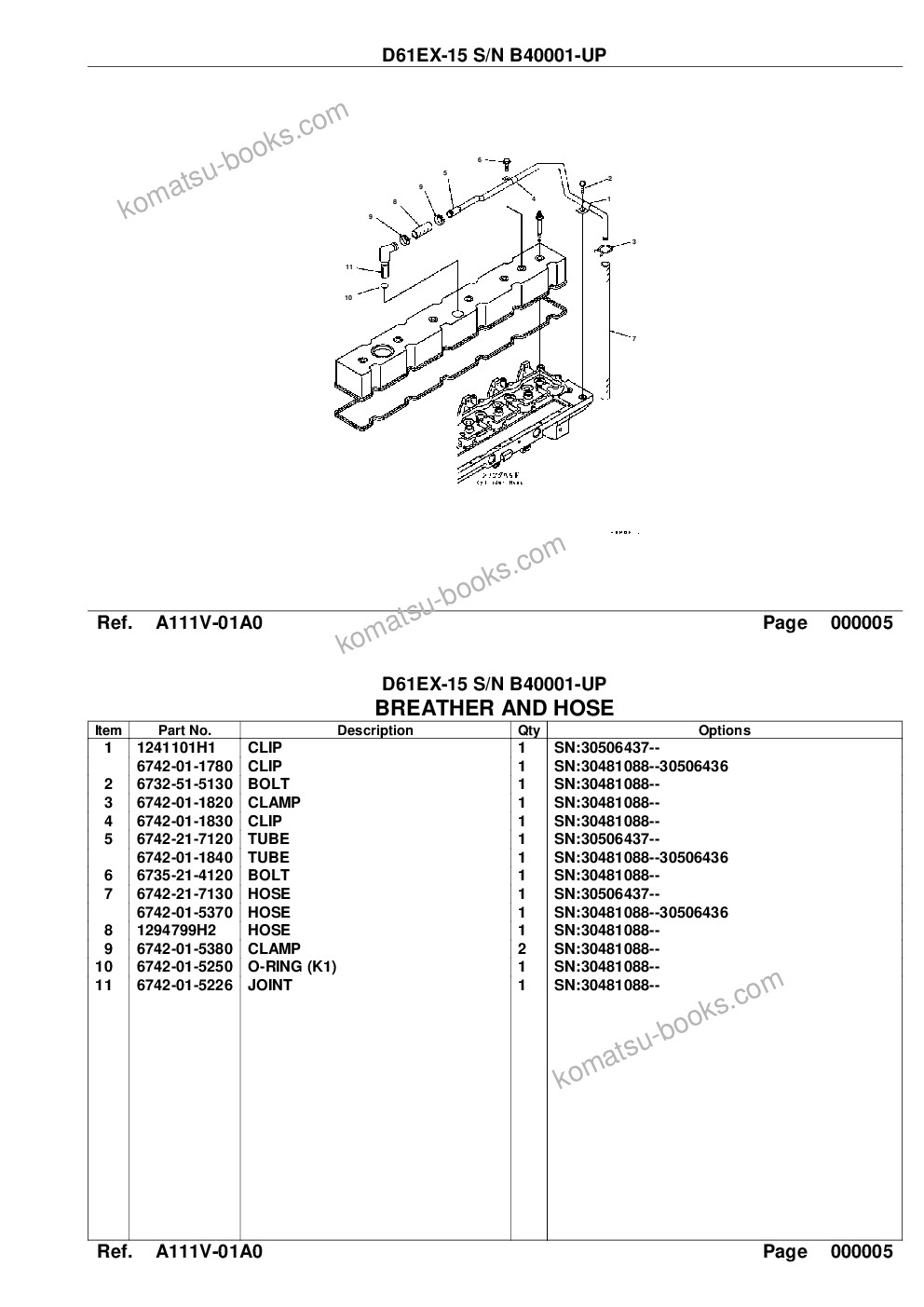 Komatsu d61ex-15 s/n b40001-up Parts catalog cover Page 6