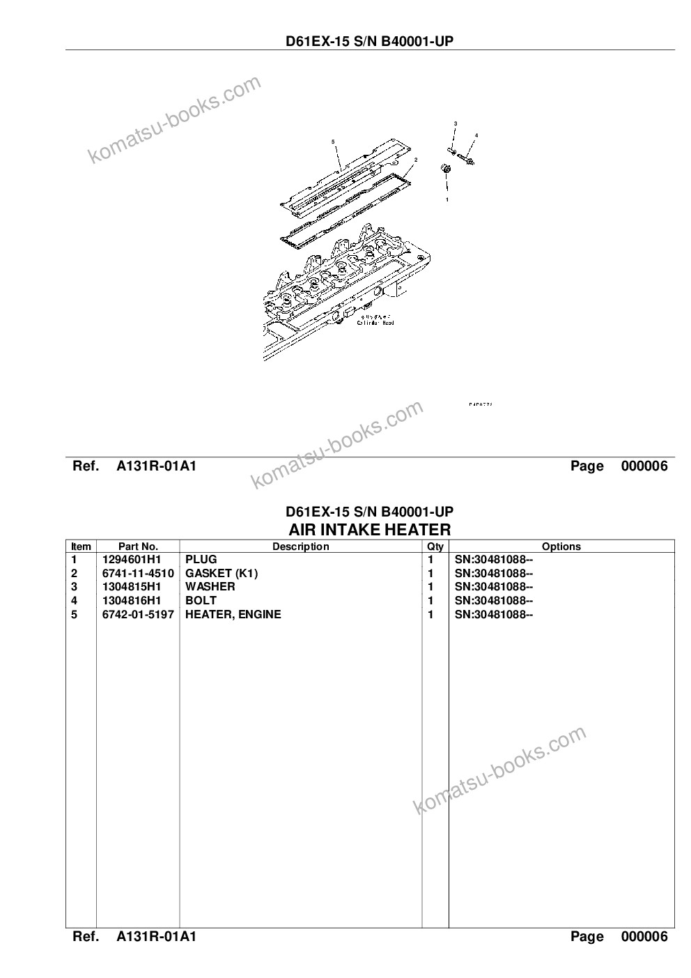 Komatsu d61ex-15 s/n b40001-up Parts catalog cover Page 7