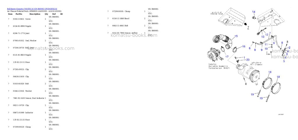 Komatsu d61exi-24 s/n b60001-up Parts catalog cover