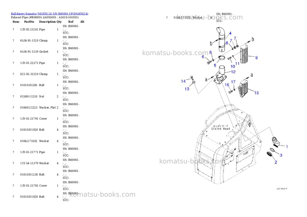 Komatsu d61exi-24 s/n b60001-up Parts catalog cover Page 3