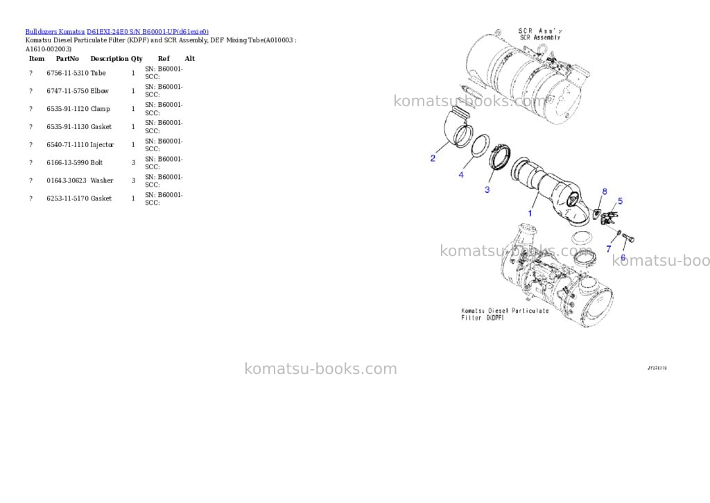 Komatsu D61EXI-24E0 S/N B60001-UP Parts catalog cover Page 10