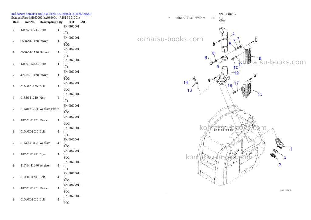 Komatsu D61EXI-24E0 S/N B60001-UP Parts catalog cover Page 3